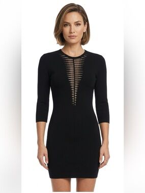 Alexander McQueen Black Cutout Sheath Mini Dress